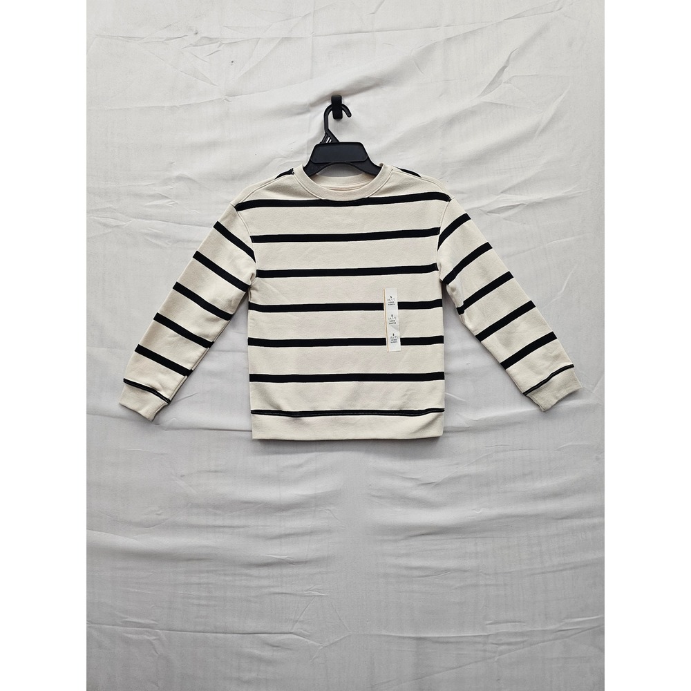 Cat & Jack Boys Striped Pullover Sweatshirt Beige Cotton Blend Casual Size Small